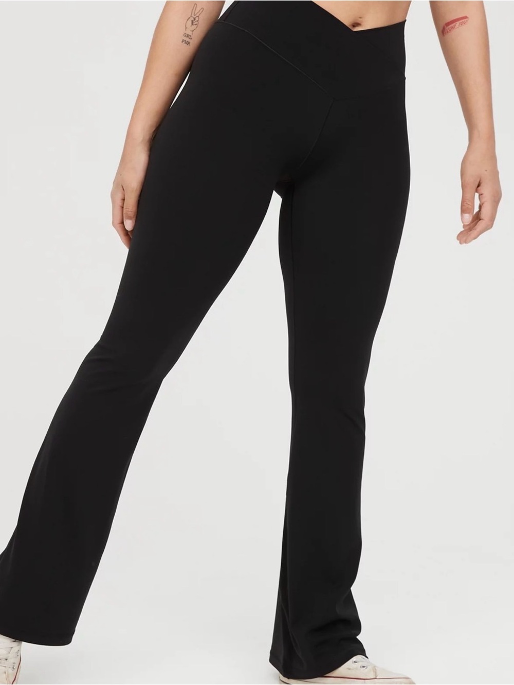 aerie Black High-Rise Flared Leggings